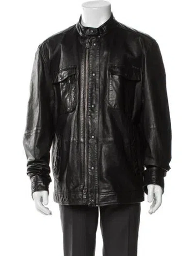 Pre-owned John Varvatos Eel Skin Moto Jacket In Brown