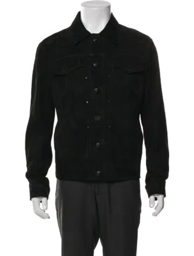 Pre-owned John Varvatos Eel Skin Trucker Jacket In Black