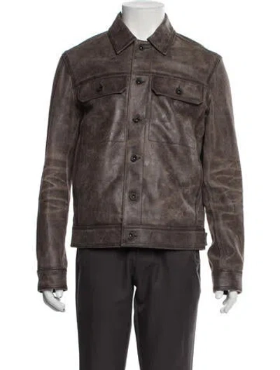 Pre-owned John Varvatos Eel Skin Trucker Jacket In Brown