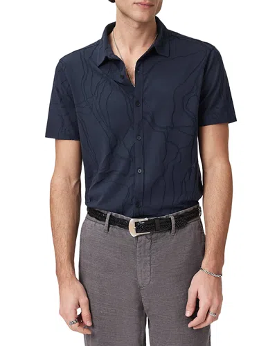 John Varvatos Elio Tangled Burnout Short Sleeve Button-up Shirt In Blue