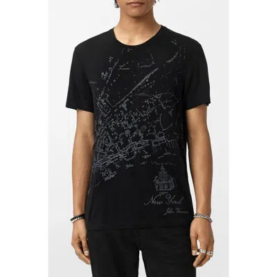 John Varvatos Embroidered Crewneck T-shirt In Black