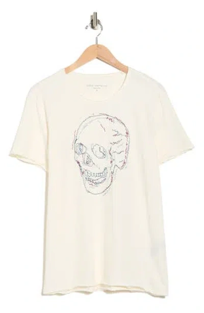John Varvatos Embroidered Skull Organic Cotton T-shirt In White