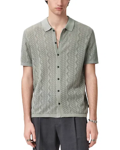 John Varvatos Emil Short Sleeve Pointelle Sweater Shirt In Gray