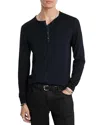 John Varvatos Eren Regular Fit Wool Blend Henley Tee In Navy