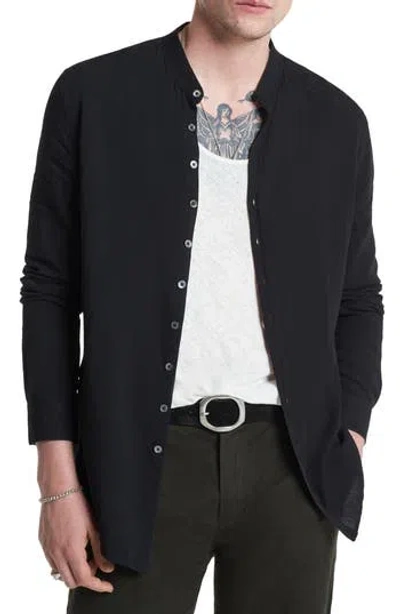John Varvatos Estill Textured Band Collar Button-up Shirt