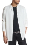 John Varvatos Estill Textured Band Collar Button-up Shirt In White