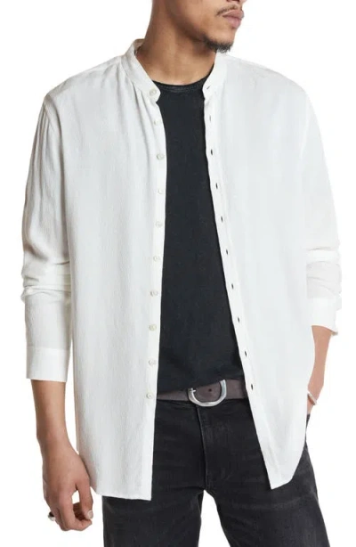 John Varvatos Estill Textured Band Collar Button-up Shirt In White