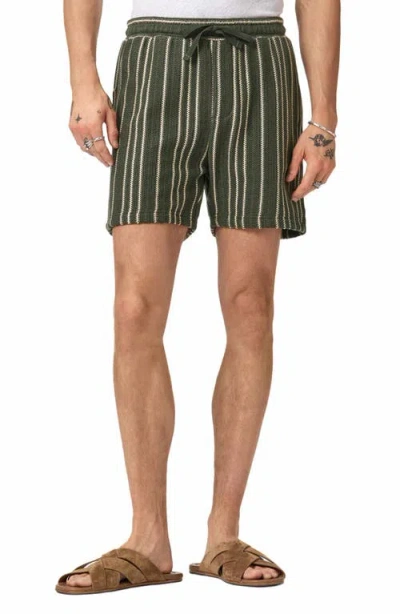 John Varvatos Everson Vertical Texture Stripe Cotton Blend Drawstring Shorts In Gray