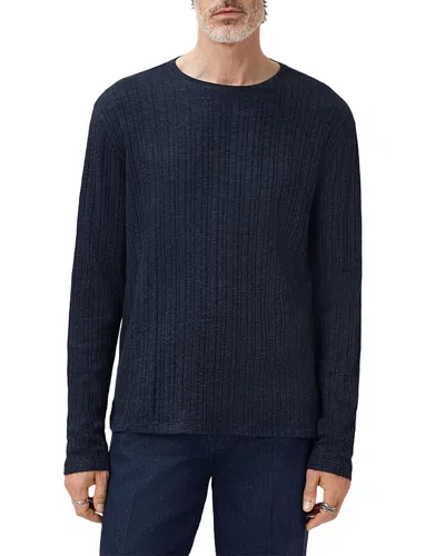 John Varvatos Fern Feeder Rib Long Sleeve Tee In Blue