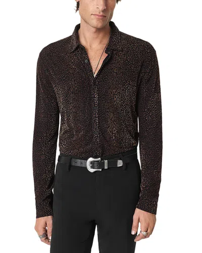 John Varvatos Finchley Leopard Print Shirt In Brown