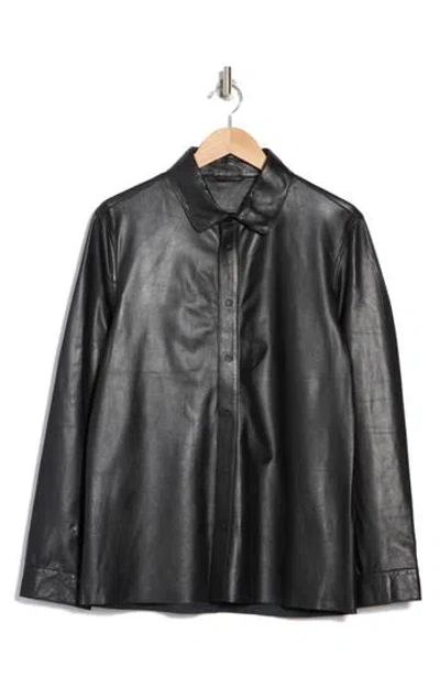 John Varvatos Finn Leather Shirt Jacket In Black