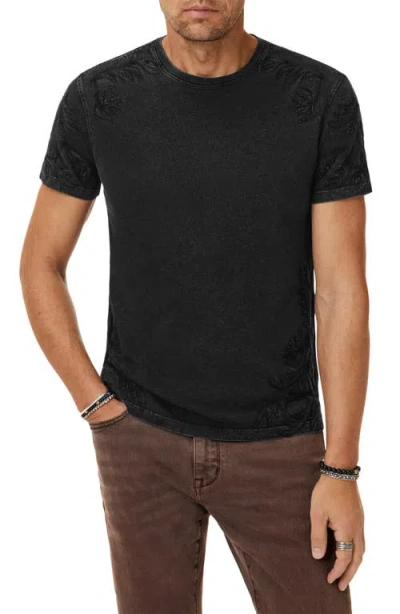 John Varvatos Floral Embroidered Organic Cotton T-shirt In Black