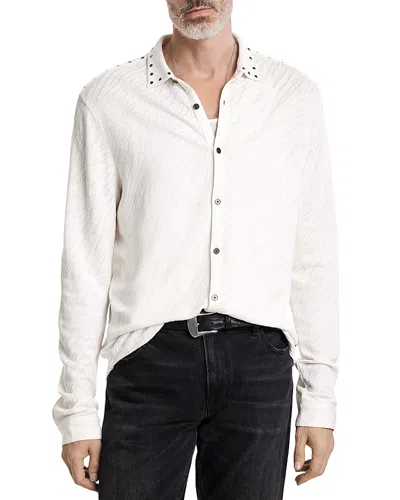 John Varvatos Franz Regular Fit Studded Jacquard Shirt In Chalk
