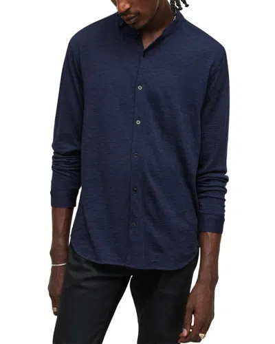 John Varvatos Fulton Regular Fit Wool-blend Shirt In Blue