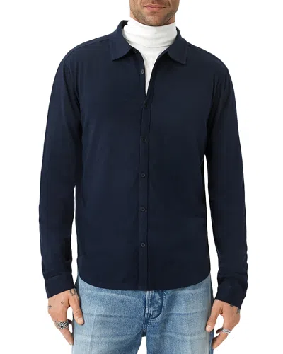John Varvatos Gareth Mercerized Cotton Shirt In Blue