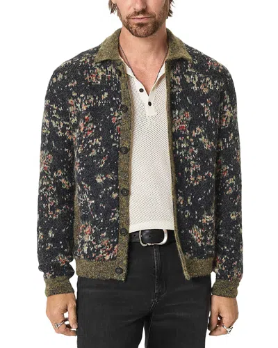 John Varvatos Giverny Floral Cardigan Sweater In Burgundy