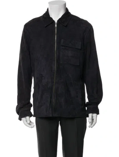 Pre-owned John Varvatos Goat Leather Jacket In Blue