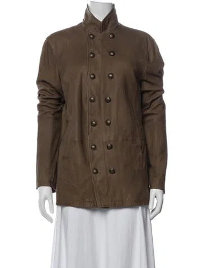 Pre-owned John Varvatos Goat Leather Jacket In Brown