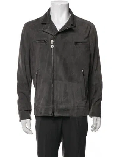 Pre-owned John Varvatos Goat Leather Moto Jacket In Brown