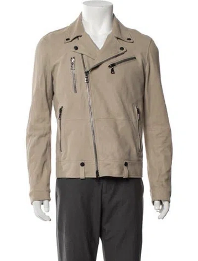 Pre-owned John Varvatos Goat Leather Moto Jacket In Neutral