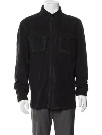 Pre-owned John Varvatos Goat Leather Utility Jacket In Black