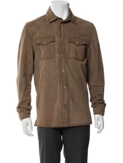 Pre-owned John Varvatos Goat Leather Utility Jacket In Neutral