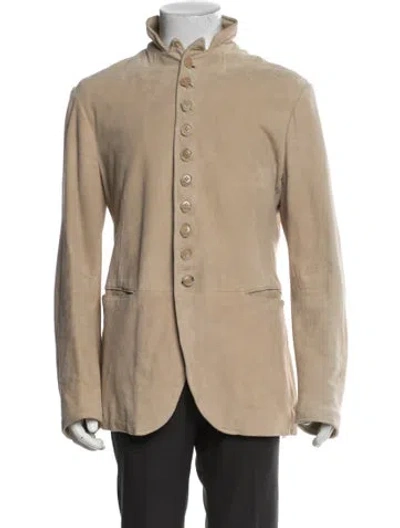 Pre-owned John Varvatos Goat Leather Utility Jacket In Neutral