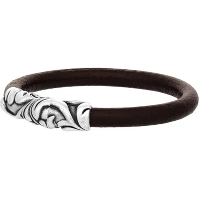John Varvatos Gothic Leather Bracelet In Brown