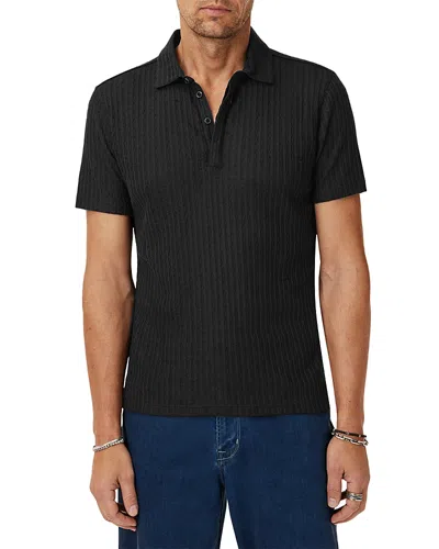 John Varvatos Grana Regular Fit Textured Polo Shirt In Black