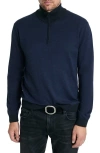 John Varvatos Grand Birdseye Half Zip Sweater In Navy