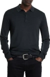 John Varvatos Gustave Long Sleeve Wool Blend Polo Sweater