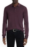 John Varvatos Gustave Long Sleeve Wool Blend Polo Sweater