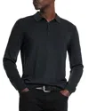 John Varvatos Gustave Long Sleeve Wool Blend Polo Sweater In Black