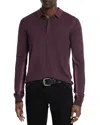 John Varvatos Gustave Long Sleeve Wool Blend Polo Sweater In Bordeaux