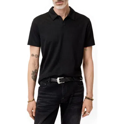 John Varvatos Hague Foliage Jacquard Polo In Black