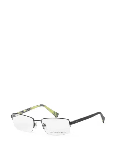 John Varvatos Half-rim Rectangle-frame Glasses In Black