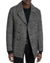 John Varvatos Harden Regular Fit Double Breasted Wool Peacoat In Black/white