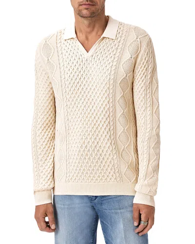 JOHN VARVATOS HAYNES OPEN COLLAR CABLE POLO SWEATER
