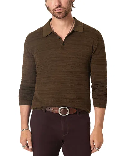 John Varvatos Hughs Marl Stitch Cotton Polo Shirt In Brown