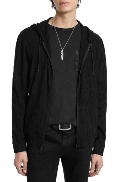 John Varvatos Ihsan Texture Zip Hoodie In Black