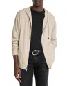 John Varvatos Ishan Crinkle Zip Front Hoodie In Fossil Grey