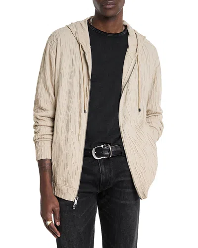 John Varvatos Ishan Crinkle Zip Front Hoodie In Fossil Grey
