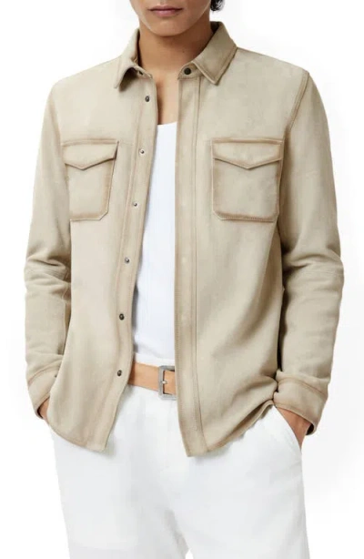 John Varvatos Izzy Suede Shirt Jacket In Twine