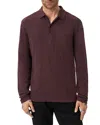 John Varvatos Jalen Three Color Marl Jacquard Long Sleeve Polo In Burgundy