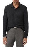 John Varvatos Jalen Three Color Marl Jacquard Long Sleeve Polo In Black