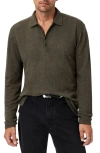 John Varvatos Jalen Three Color Marl Jacquard Long Sleeve Polo In Green
