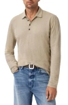 John Varvatos Jalen Three Color Marl Jacquard Long Sleeve Polo In Neutral