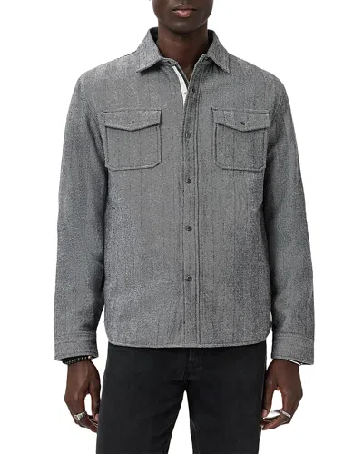 John Varvatos Jameson Herringbone Snap Button Long Sleeve Shirt In Gray