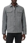 John Varvatos Jameson Herringbone Snap Jacket In Gray