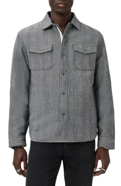 John Varvatos Jameson Herringbone Snap Jacket In Gray